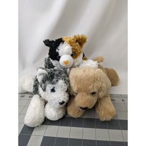Aurora Dog Cat Plush Lot Calico Tan Labrador Gray Husky Wolf 6 Inch Stuffed Toy